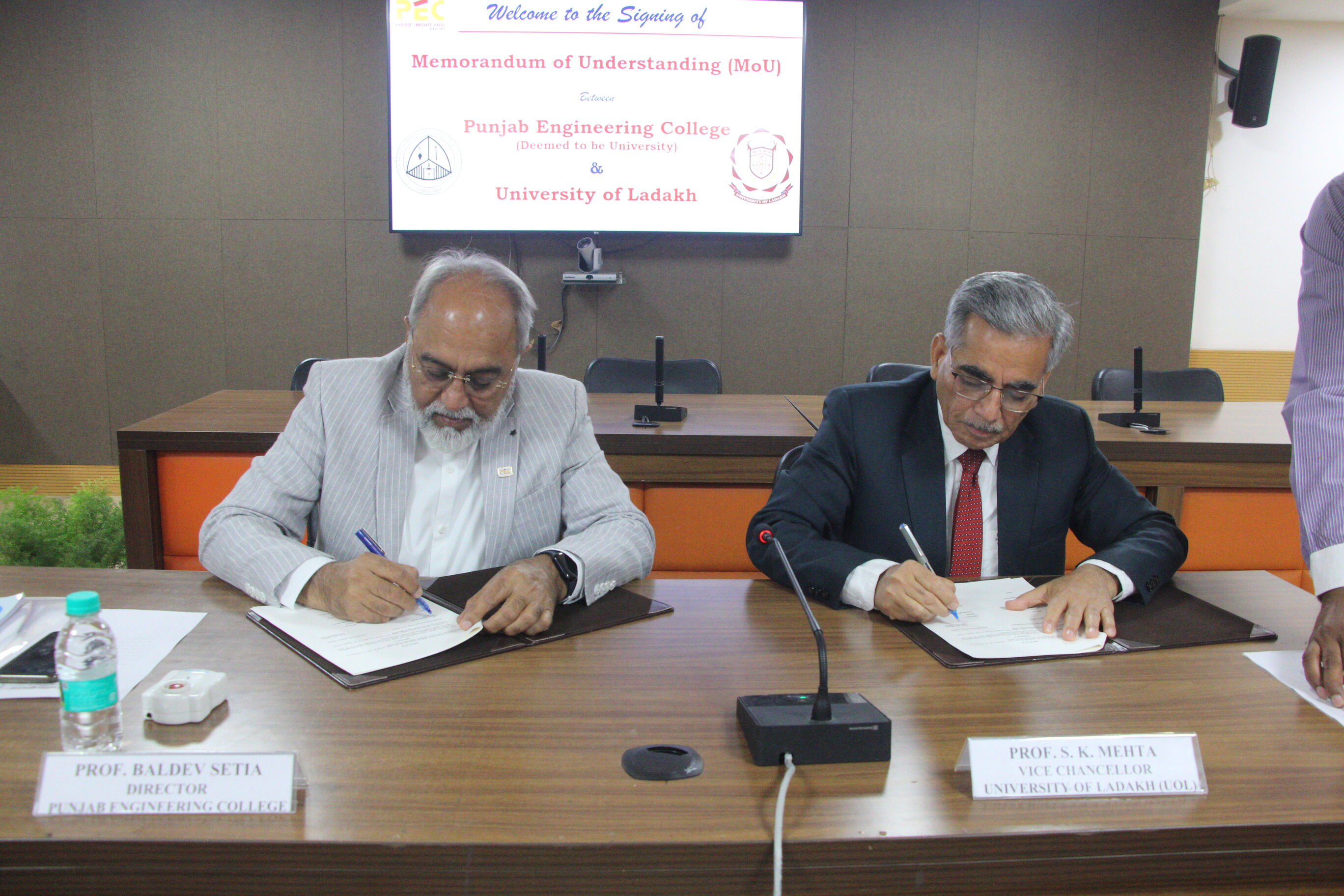 PEC Inks MoU with University of Ladakh for Joint Academic & Research Activities